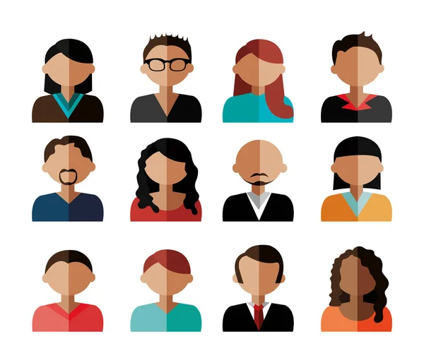 Üzleti emberek avatar karakter csoportja — Stock Vector