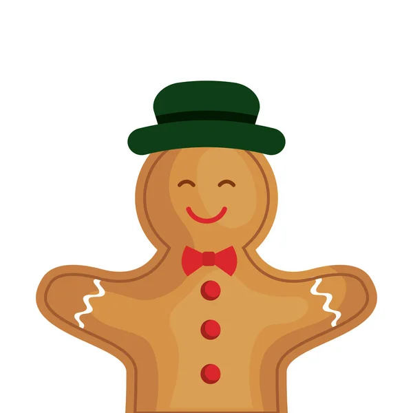 Ginger cookie christmas isolated icon — Stock Vector