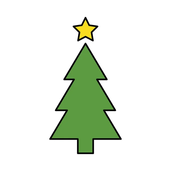 Fenyőfa karácsonyfa elszigetelt ikon — Stock Vector