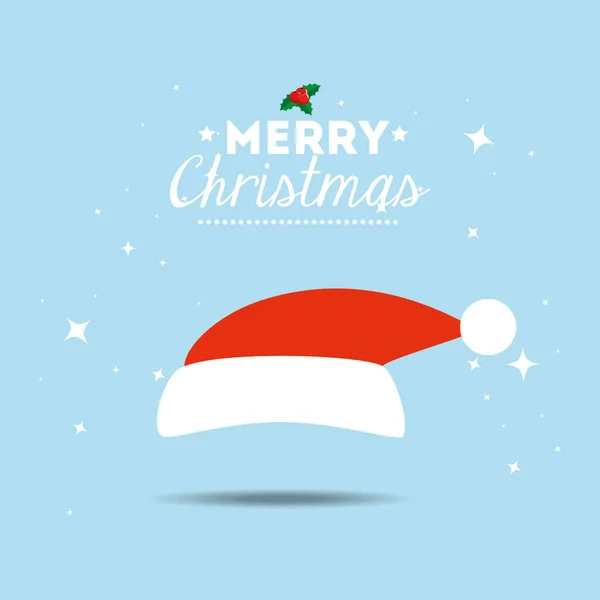 Merry christmas poster with hat traditional — Stock Vector