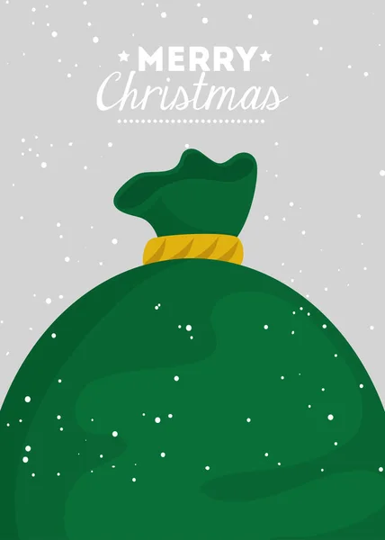 Feliz cartel de Navidad con el bolso presenta — Archivo Imágenes Vectoriales