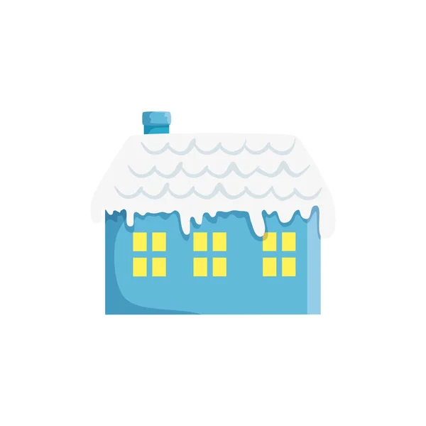 Casa con la nieve icono aislado — Vector de stock