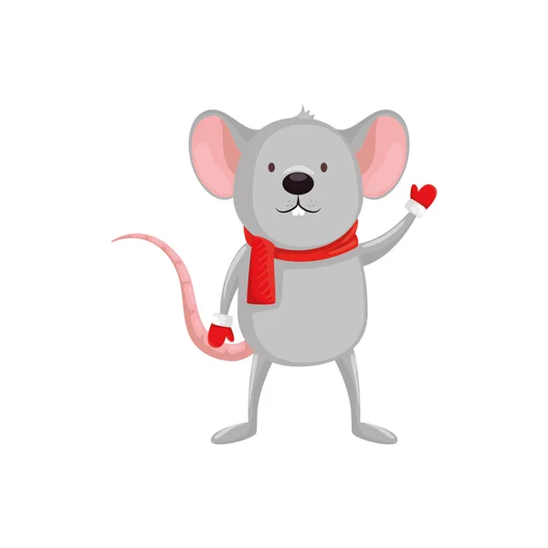 Feliz Natal bonito personagem do mouse — Vetor de Stock