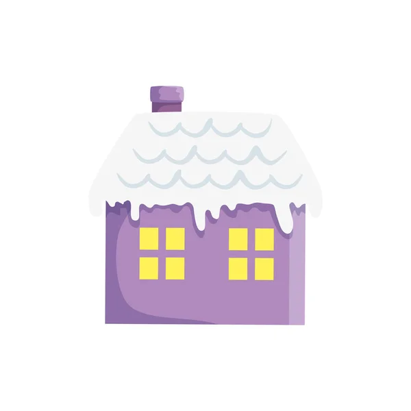 Huis met sneeuw geïsoleerd icoon — Stockvector