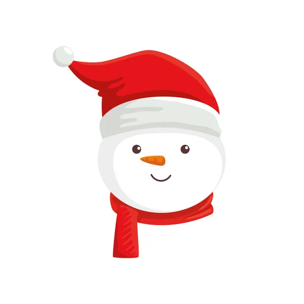 Cabeza de muñeco de nieve carácter feliz navidad — Vector de stock