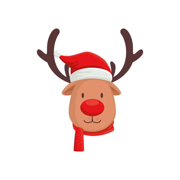 Cara de renos carácter animal feliz navidad — Vector de stock