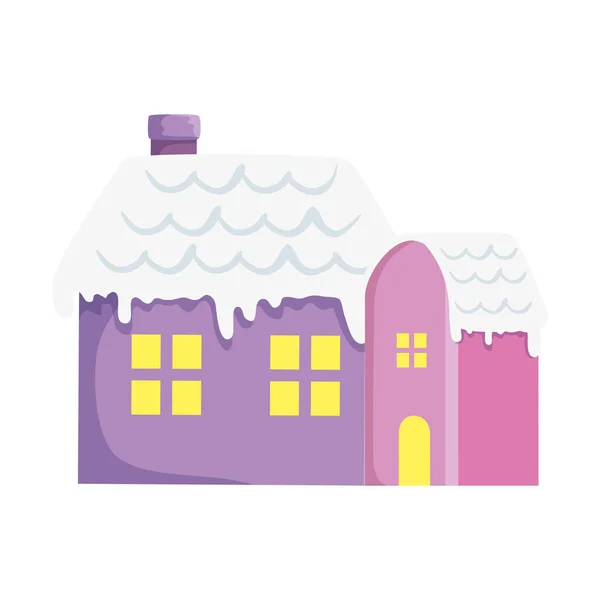 Domy z ikoną odizolowanego śniegu — Wektor stockowy