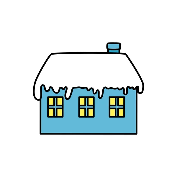 Casa con la nieve icono aislado — Vector de stock