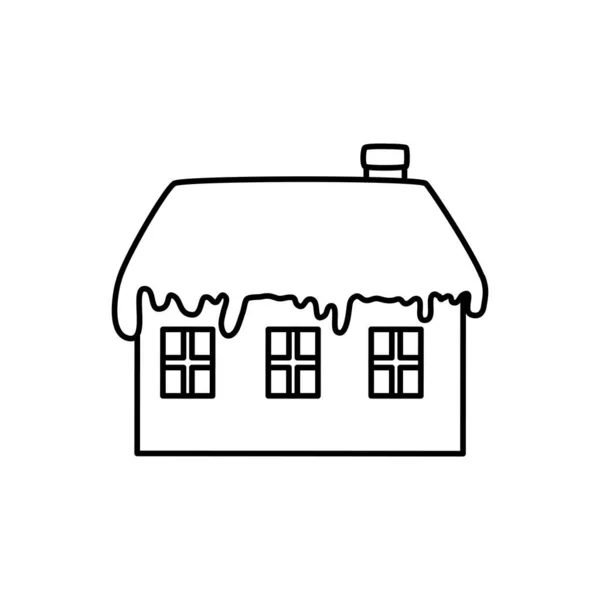 Casa con línea de nieve icono de estilo — Vector de stock