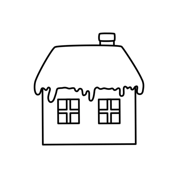 Casa con línea de nieve icono de estilo — Vector de stock