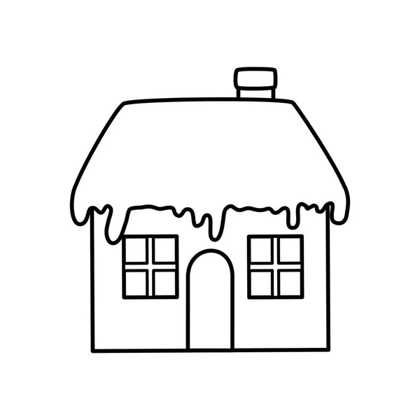 Casa con línea de nieve icono de estilo — Vector de stock