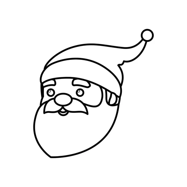 Testa di Babbo Natale personaggio allegro Natale linea stile icona — Vettoriale Stock
