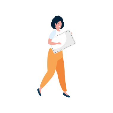 Etiket simgesine sahip güzel kadın