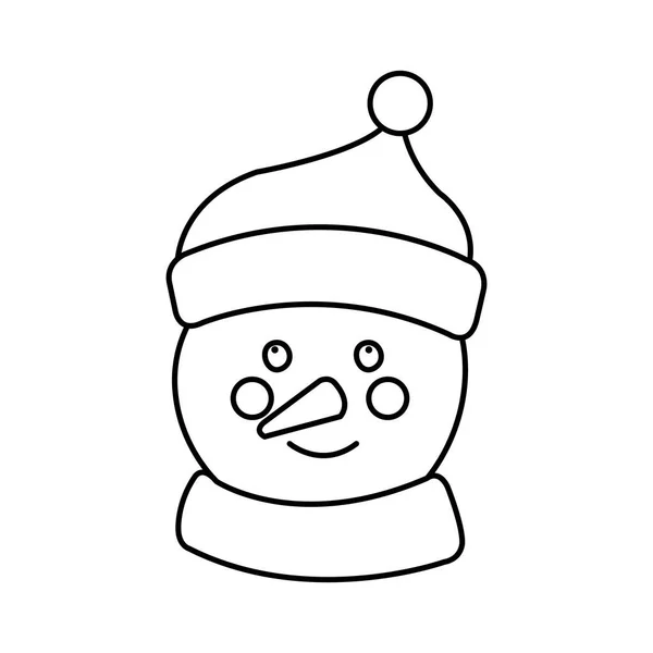 Hlava sněhuláka linie styl charakter Veselé Vánoce — Stockový vektor