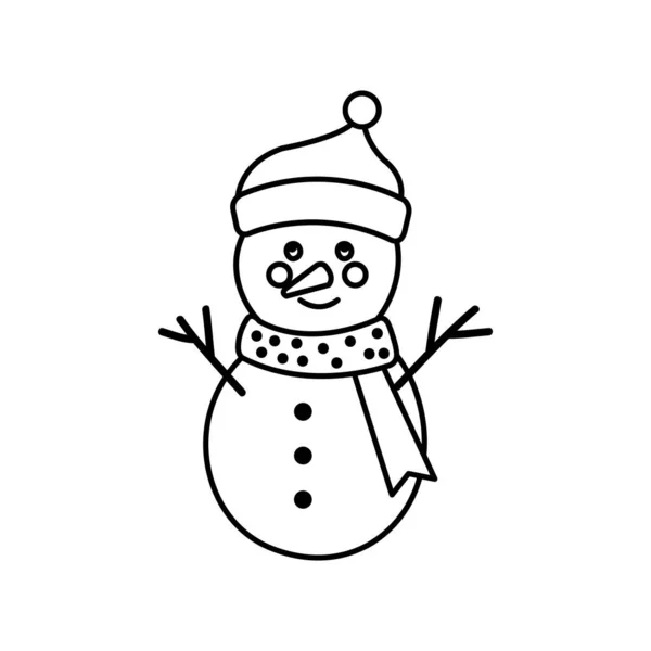 Καλά Χριστούγεννα χιονάνθρωπος γραμμή στυλ εικονίδιο — Διανυσματικό Αρχείο