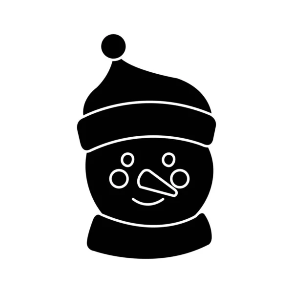 Силуэт лица снеговика характер счастливого Рождества — стоковый вектор