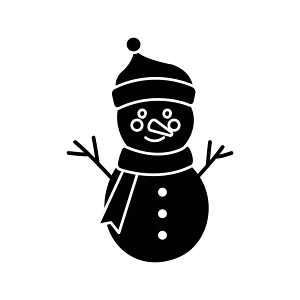 Силуэт снеговика характер счастливого Рождества — стоковый вектор