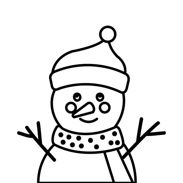 Καλά Χριστούγεννα χιονάνθρωπος γραμμή στυλ εικονίδιο — Διανυσματικό Αρχείο