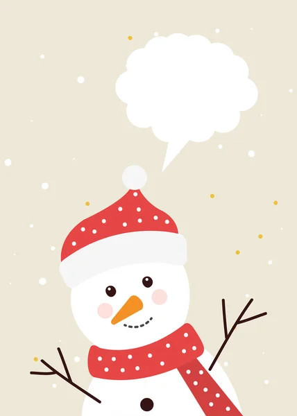 Vrolijk kerstmis sneeuwpop met spraakbel — Stockvector