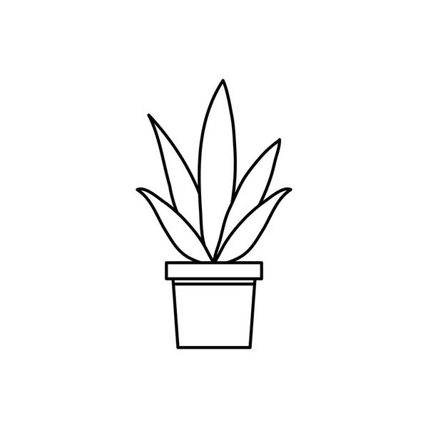 Planta en casa pote línea estilo icono — Vector de stock