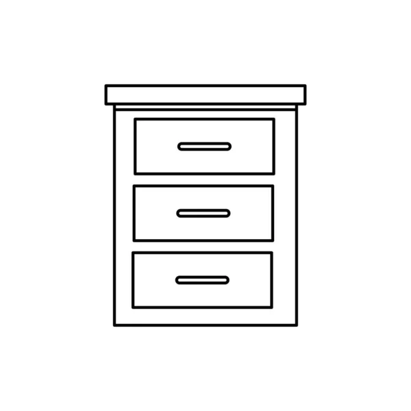 Icône de style ligne de meubles de tiroir en bois — Image vectorielle