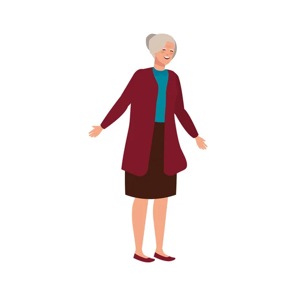 Karakter avatar wanita tua elegan - Stok Vektor