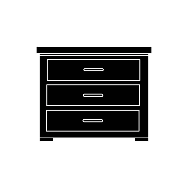 Pecho Cajones Aparador Mesita Noche Vector Icono Muebles Diseño Plano