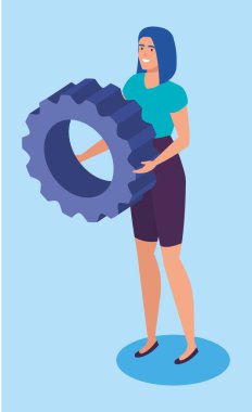 İş kadını ve dişli avatar karakteri