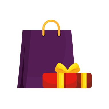 hediye kutusu izole edilmiş simgeyle çanta alışverişi
