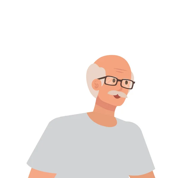 Gözlüklü yaşlı adam Avatar karakteri — Stok Vektör