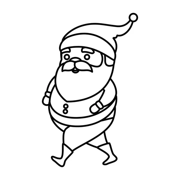 Santa claus carácter feliz navidad línea estilo icono — Vector de stock