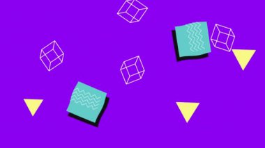 mor arkaplan animasyonunda renk çizgileri ve geometrik şekiller