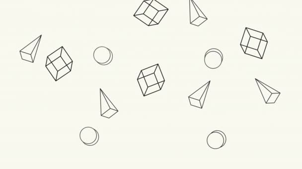 Cores linhas e figuras geométricas em animação de fundo branco — Vídeo de Stock
