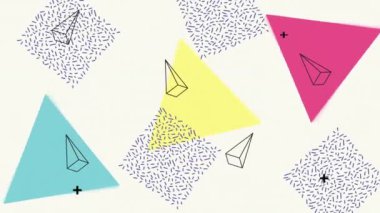 Beyaz arkaplan canlandırmasında renk çizgileri ve geometrik şekiller