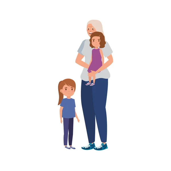 Großmutter mit Enkelinnen Avatarfigur — Stockvektor