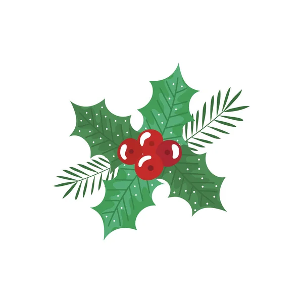 Leafs with seeds decoration christmas isolated icon — Stock Vector