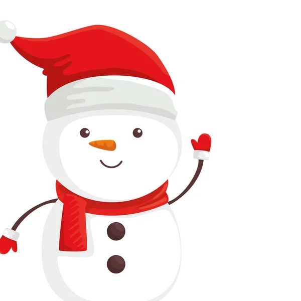 Buon Natale carino pupazzo di neve personaggio — Vettoriale Stock