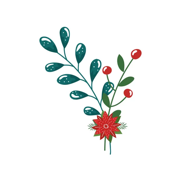 用树枝和树叶装饰的花圣诞节 — 图库矢量图片