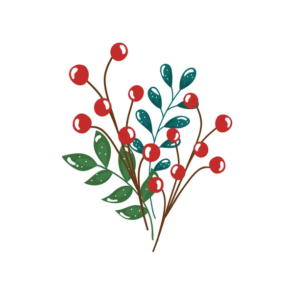 Grenar med blad och frön isolerad ikon — Stock vektor
