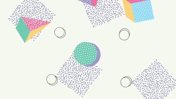 Lignes de couleurs et figures géométriques dans l'animation de fond blanc — Video
