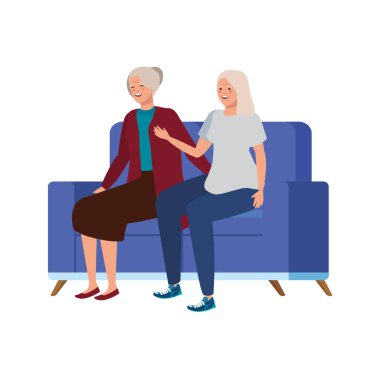 Kanepe avatar karakterinde oturan yaşlı kadınlar