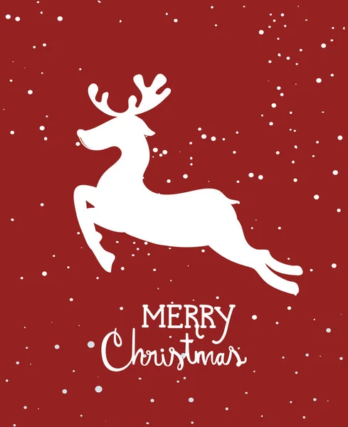 Affiche de Noël joyeux avec silhouette de renne — Image vectorielle
