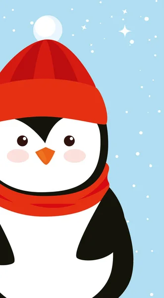 Feliz carácter animal de pingüino de Navidad — Vector de stock