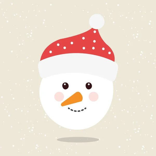 Merry christmas head of snowman character — Stock Vector