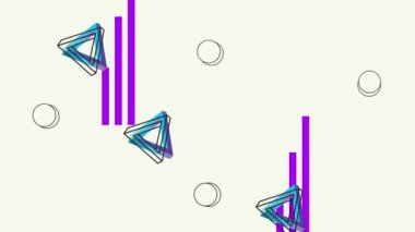 Beyaz arkaplan canlandırmasında renk çizgileri ve geometrik şekiller