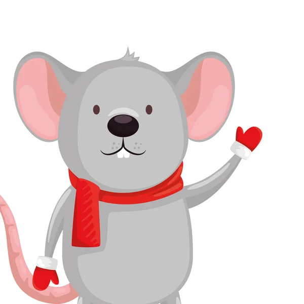 Feliz Natal bonito personagem do mouse — Vetor de Stock