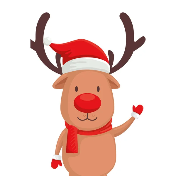 Reindeer animal character merry christmas — Stock Vector