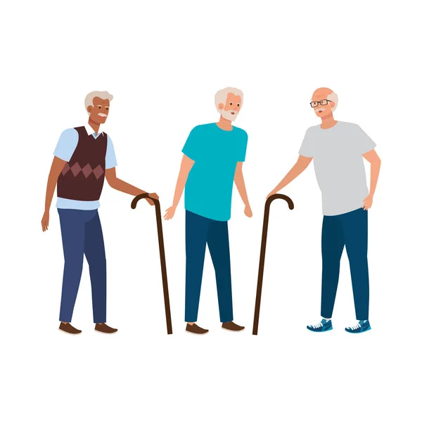 Yaşlı adamlar zarif avatar karakter — Stok Vektör