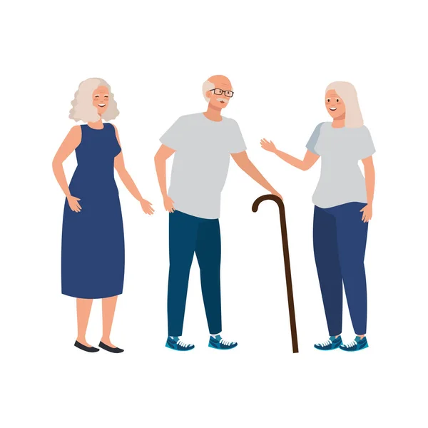 Gruppo persone anziane personaggio avatar — Vettoriale Stock