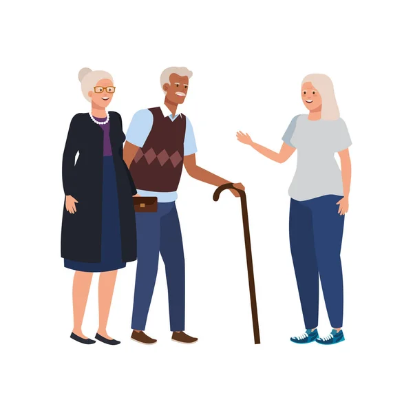 Ομάδα ηλικιωμένων avatar χαρακτήρα — Διανυσματικό Αρχείο